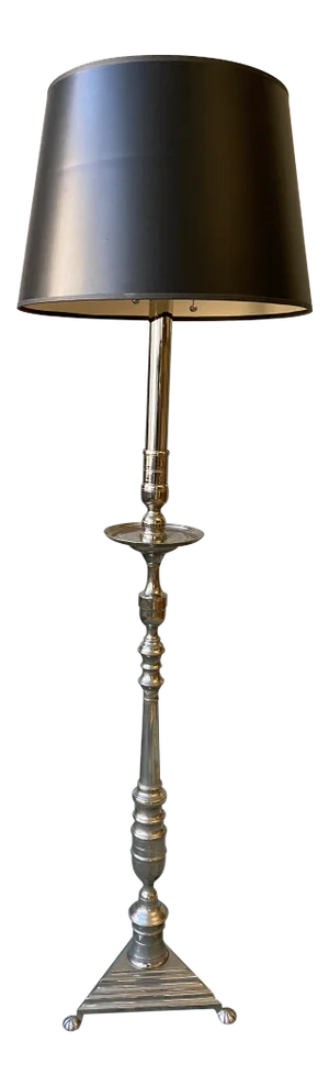 French Nickel Plated Floor Lamp With a Triangular Base