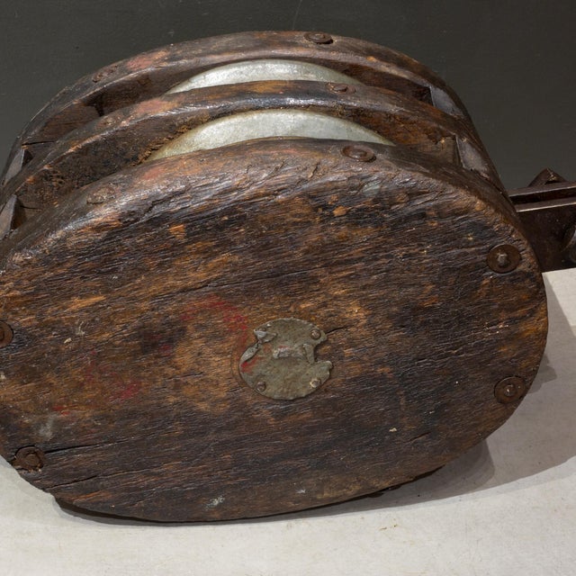 Large Antique Block and Tackle Nautical Pulley c.1850-1930 For Sale In San Francisco - Image 6 of 9
