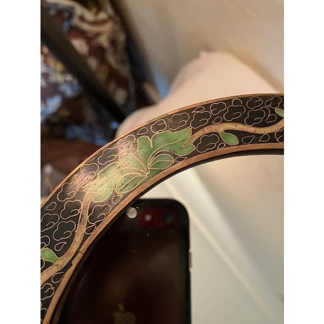 Metal Chinese Cloisonne Vanity Mirror, Reversible, 1920-30's For Sale - Image 7 of 14