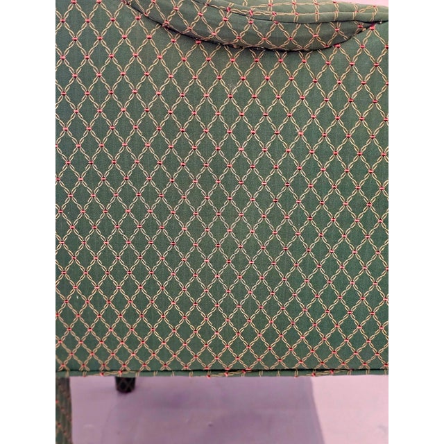 Green Tailored Upholstered High Back Club Chairs - A Pair For Sale - Image 8 of 8