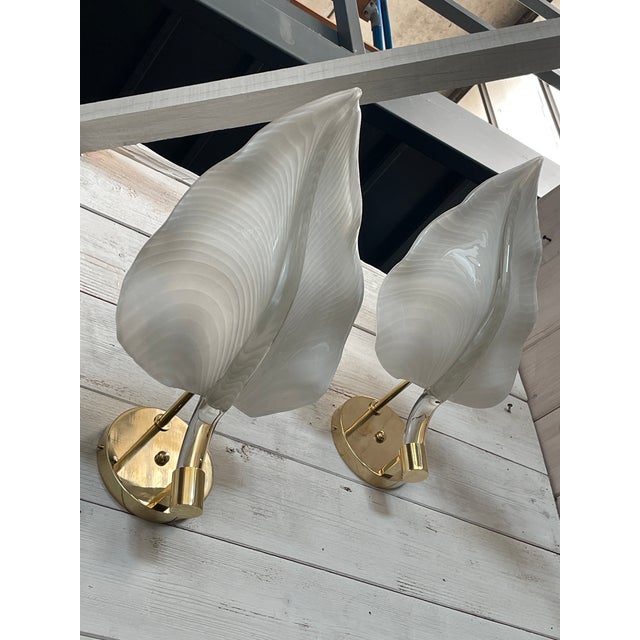 Murano Glass and Brass Wall Lamps, 1970s, Set of 3 For Sale - Image 18 of 18