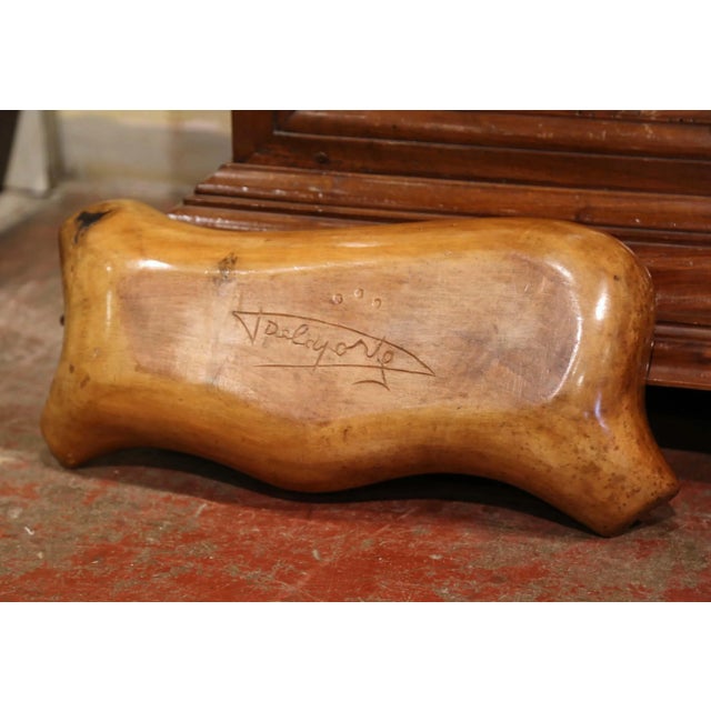 Mid 20th Century Mid-Century French Carved Walnut Tree Root Centerpiece Bowl Signed Delaporte For Sale - Image 5 of 10