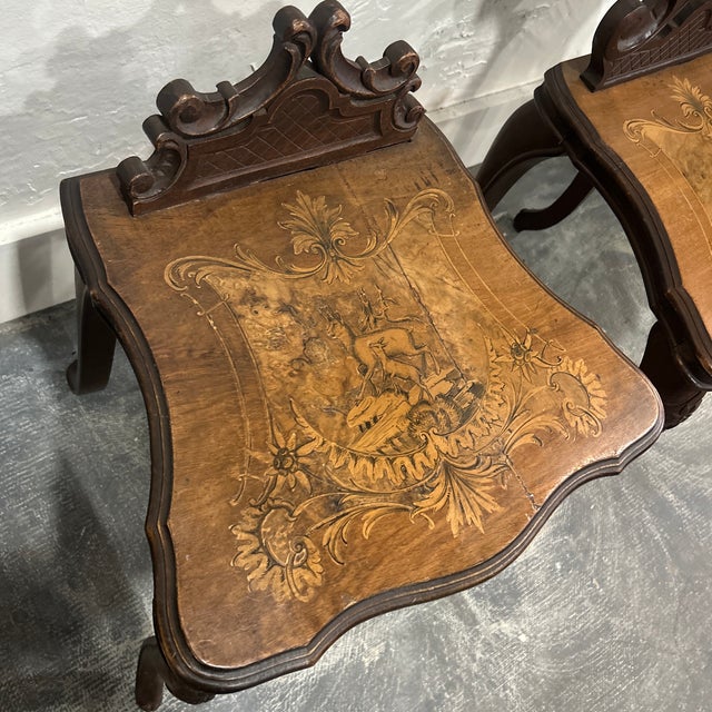 Gothic 1940s Rare Albert Schild Inlaid Chair Pair For Sale - Image 3 of 5