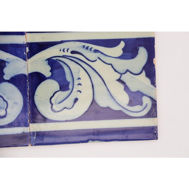 19th Century Set of Four Baroque Tiles Blue & White, Portuguese For Sale - Image 6 of 9