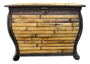Vintage Bamboo Box Library Side Table