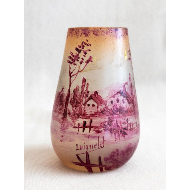 Art Nouveau Laignelet Pink Glass Vase, 1890s For Sale - Image 4 of 18