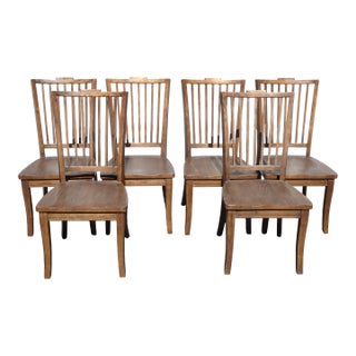 Set of Six Vintage Bassett Furniture Dining Room Chairs Mission Style For Sale