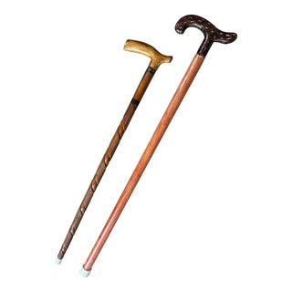 Unique Vintage Pair of Estate Walking Canes For Sale