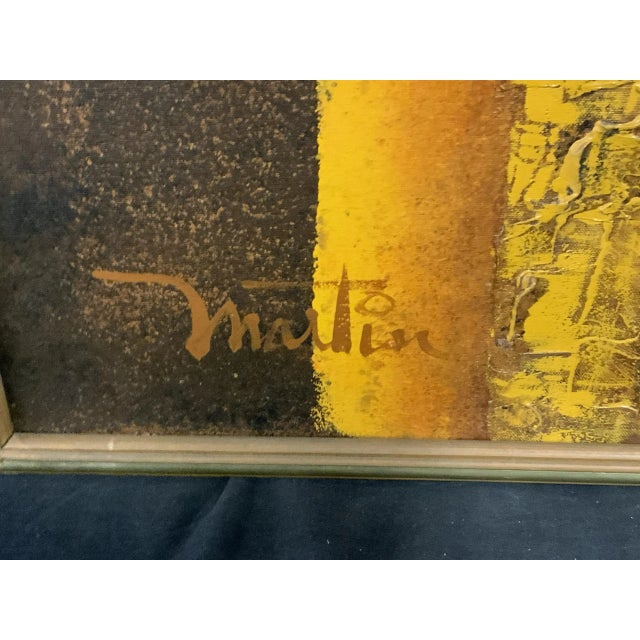 Textile Mid Century Geometric Abstract Impasto Painting For Sale - Image 7 of 9