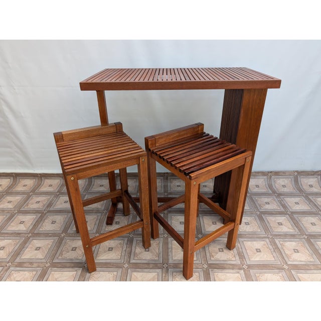 Bar Furniture in Exotic Teak, Set of 3 For Sale - Image 5 of 18