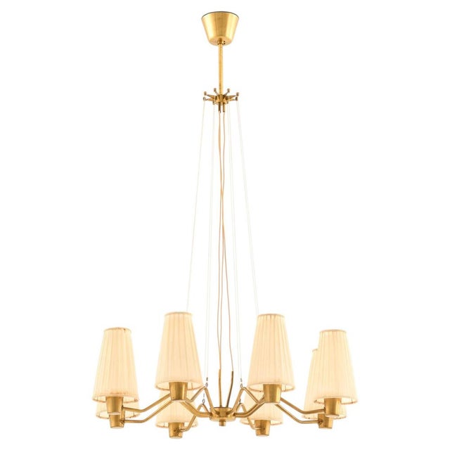 Brass and Fabric Chandelier by Hans Bergström for Asea, 1950s For Sale - Image 14 of 14