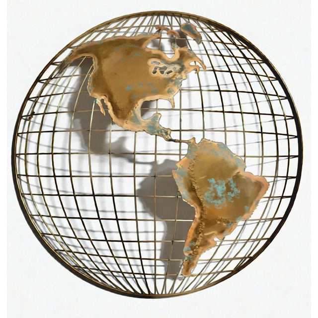 Iconic Curtis Jere World Globe Torch-Cut Brutalist Abstract Metal Art Brass Wall Sculpture, a Pair For Sale - Image 13 of 14