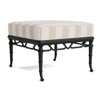 Brown Jordan Calcutta Ottoman in Black Jade with Sand Stripe Cushions For Sale