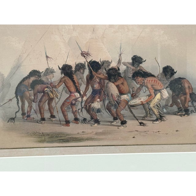 Late 19th Century Late 19th Century "Buffalo Dance" (Plate 8) From the North American Indian Portfolio by Artist George Catlin For Sale - Image 5 of 5