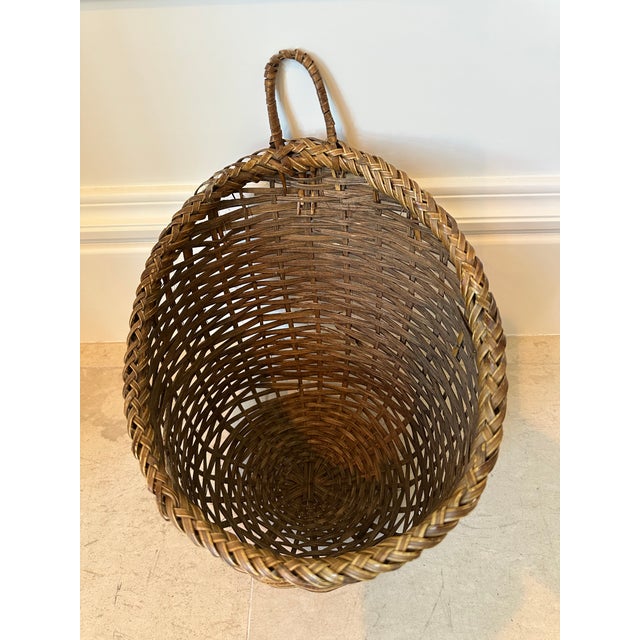 Vintage French Mid-Century Woven Rattan Wall Basket For Sale - Image 12 of 12
