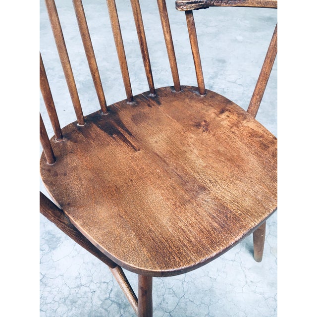 Vintage Midcentury Wabi Sabi Design Oak Spindle Back Chairs. Made in France, 1940's / 50's period. Oak constructed,...