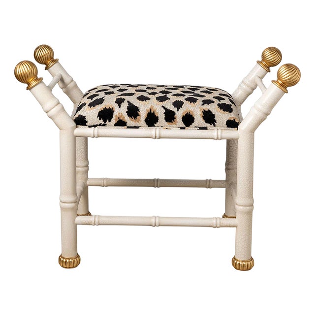 Boca White Ocelot Black Bamboo Bench For Sale