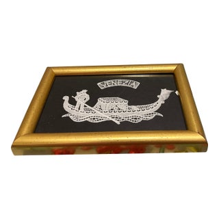 Venezia Miniature Lace Art in Gilded Frame For Sale