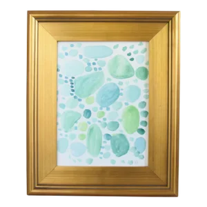 Artist Signed Modern Contemporary Abstract Watercolor Including the Antiqued Gold Frame