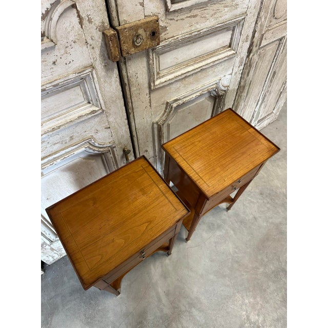 Vintage Bedside Tables in Cherry Wood, France, 1970, Set of 2 For Sale - Image 9 of 13