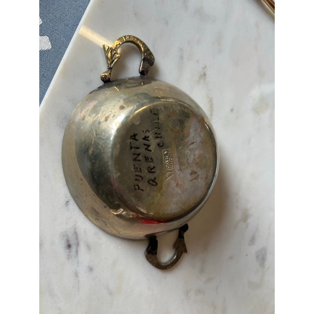 1970s Silver-Tone Chile Handmade Bowl With Decorative Handles For Sale - Image 4 of 8