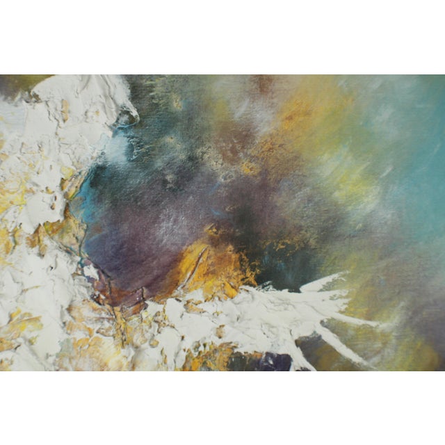 Off-white Vintage Lee Reynolds Textured Impasto Abstract Oil Painting, Blues & Earth Tones 1960's For Sale - Image 8 of 18