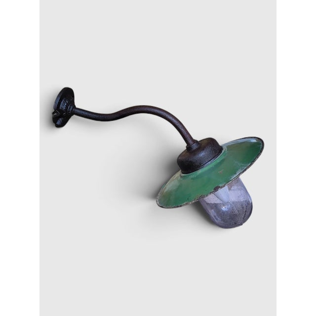 Blue Outdoor Gooseneck Wall Light, 1920s For Sale - Image 8 of 8