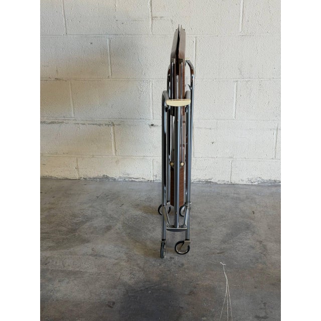 Teak Folding Two-Tier Bar Cart Germany Mid-Century Modern 1960s For Sale - Image 10 of 11