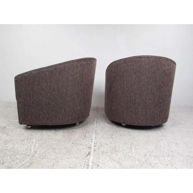 Milo Baughman Mid-Century Modern Barrel Back Lounge Chairs After Milo Baughman - a Pair For Sale - Image 4 of 9