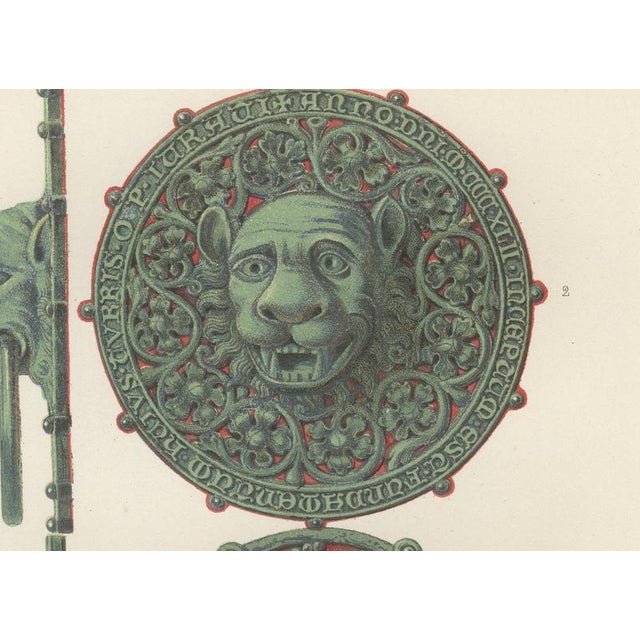 19th Century Ferdinand Séré, Lion Head Door Knockers, Lüneburg and Hamburg, 1851, Chromolithograph For Sale - Image 5 of 9