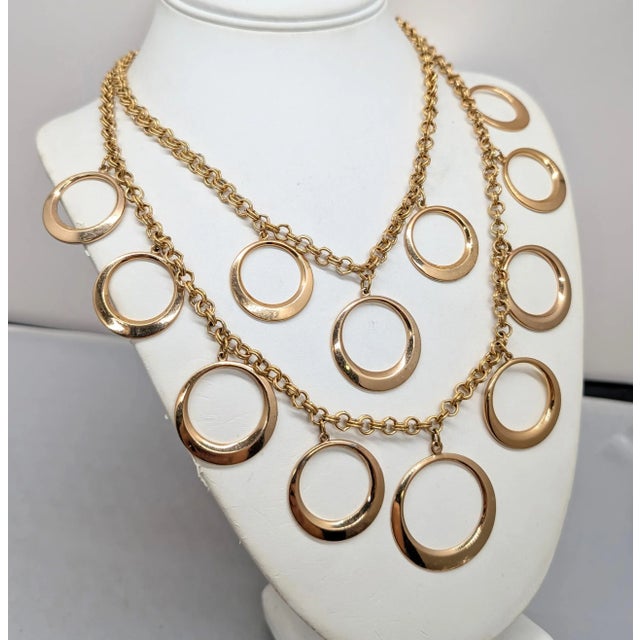 Mid-Century Modern Vintage Signed Napier Goldtone O Charms Necklace For Sale - Image 3 of 8