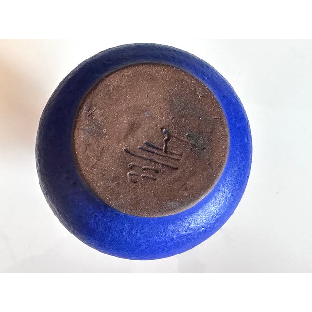 Blue Studio Ceramic Art Vase with Blue Lava Glaze by Hartwig Heyne for Hey Keramik, West Germany, 1970s For Sale - Image 8 of 16