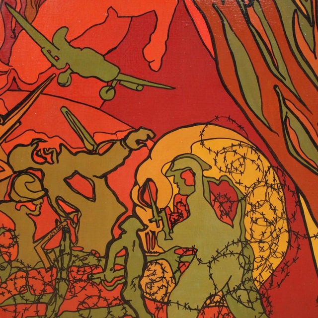 Italian Artist, Surrealist Crucifixion, 1980, Mixed Media on Canvas For Sale - Image 9 of 16