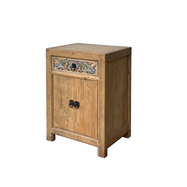 Chinese Rustic Wooden Side Table Cabinet For Sale - Image 4 of 10