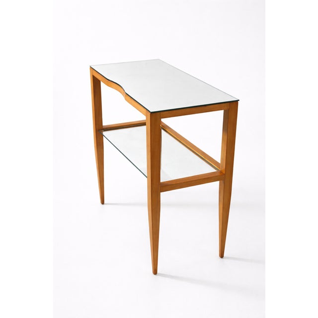 Wood Mid-Century Italian Console Table with Mirrored Glass attributed to Gio Ponti, 1950s For Sale - Image 7 of 12