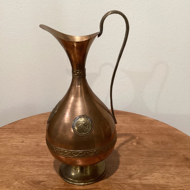 Vintage Late 20th Century Copper and Brass Pitcher Vessel For Sale - Image 13 of 13