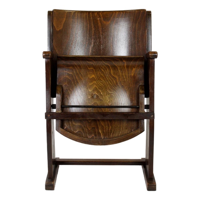 Vintage Wooden Cinema Chair, 1940s For Sale