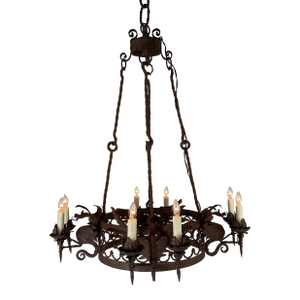 1940s Forged Iron Dragon Chandelier
