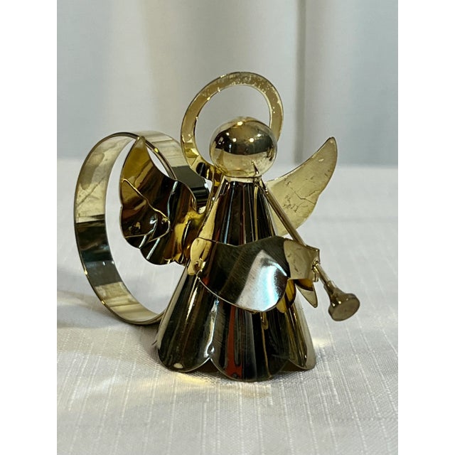 Vintage Holiday Polished Brass Angel Napkin Rings - Set of 4 For Sale - Image 4 of 9