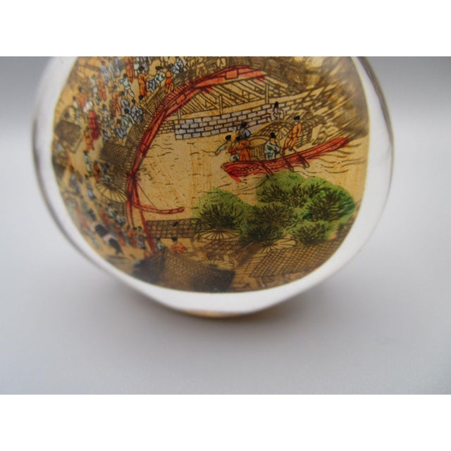 Vintage Eglomise Reverse Hand Painted Glass Snuff Bottle Along the River During the Qingming Festival Qingming Shanghe Tu For Sale - Image 10 of 13