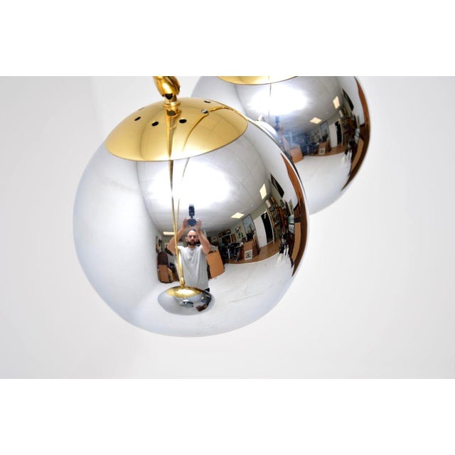 Gold Vintage Italian Arc Floor Lamp in Brass and Chrome, 1970s For Sale - Image 8 of 9