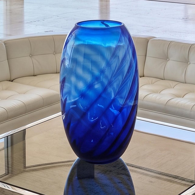 1970s large-scale mid-century art glass vase produced in italy during theby the renowned industria vetraria valdarnese...