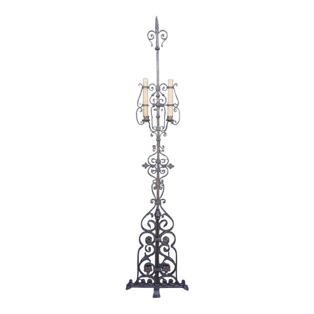 1920s Monumental Spanish Revival Floor Lamp For Sale