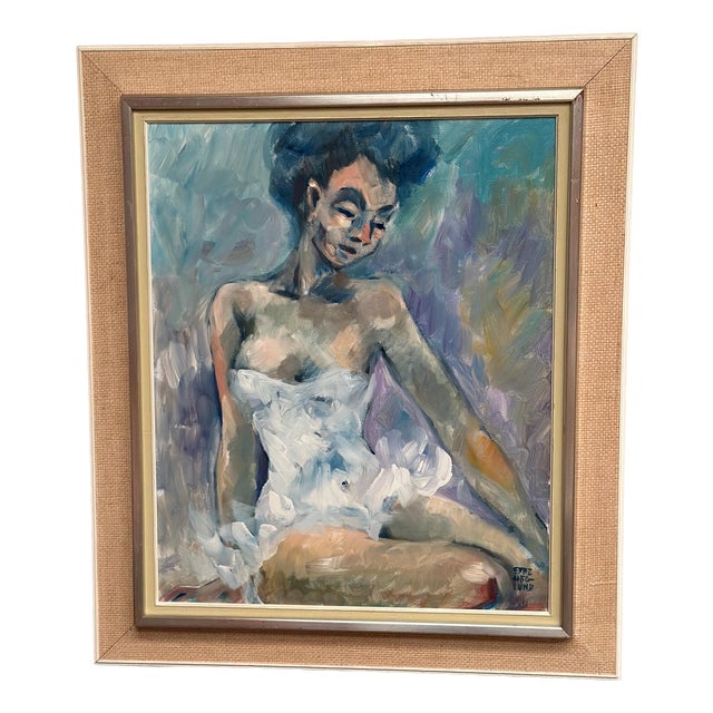Ebbe Höglund, Sitting Ballerina, 1950s, Oil on Canvas, Framed For Sale