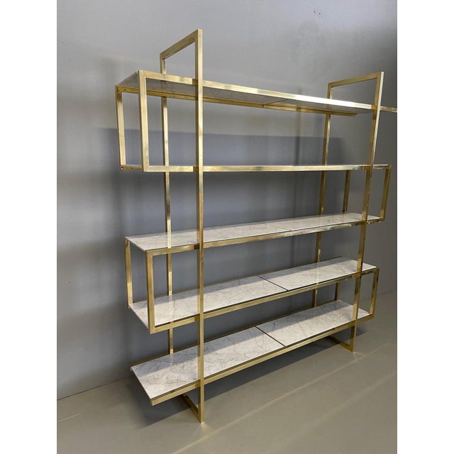 Mid-Century Brass Marble Bookcase, 1960s For Sale - Image 4 of 15