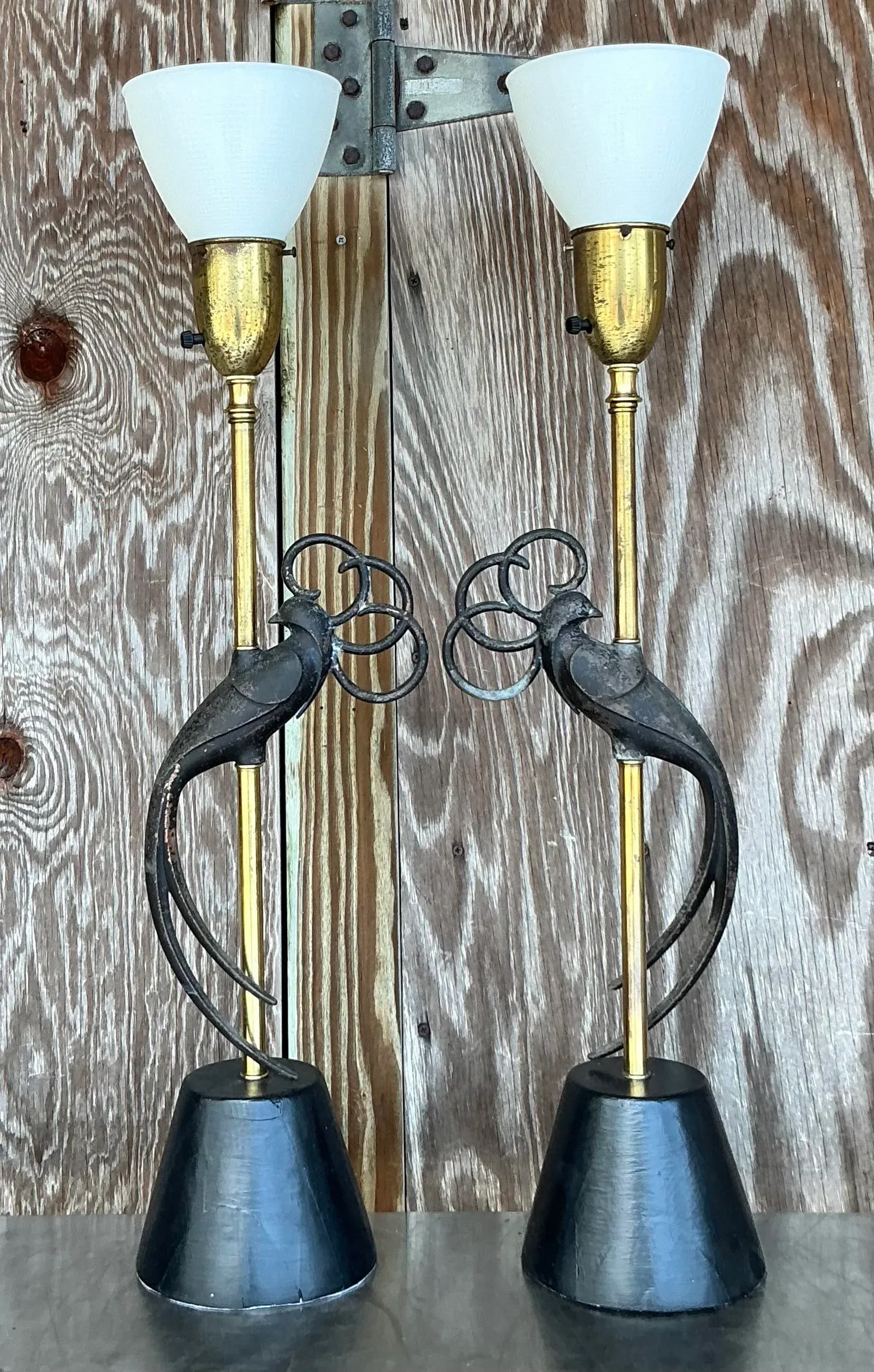 Vintage Boho Rembrandt Lovebirds Lamps - a Pair | Chairish