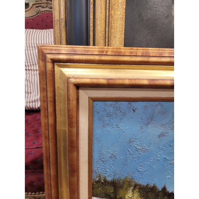 1970s Vintage Winter Snow Scene Painting Signed, Framed For Sale In Philadelphia - Image 6 of 8