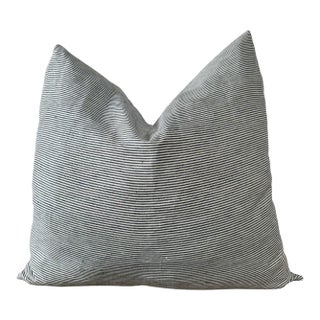 Libeco Workshop Stripe Pillow With Insert in Blue and Natural Linen For Sale