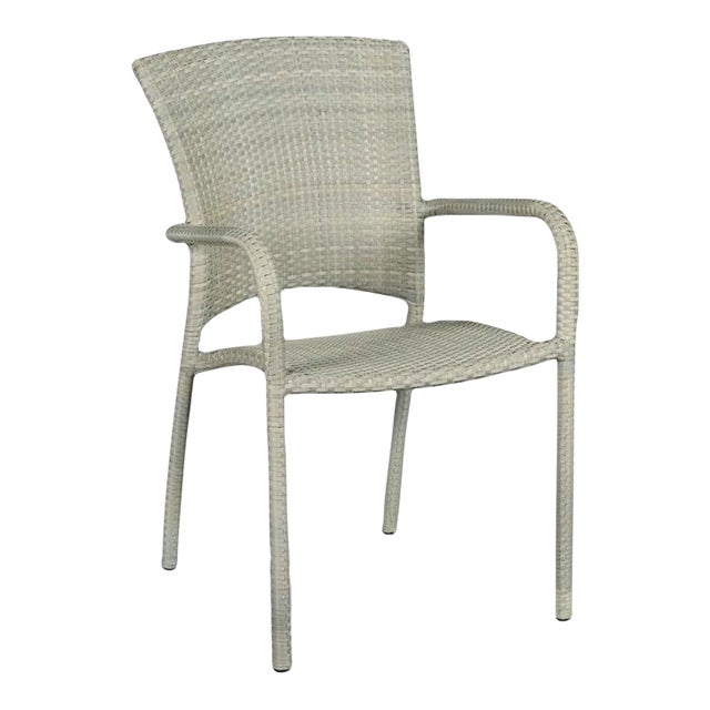 Café Outdoor Stacking Chair, Floral Gray Finish For Sale