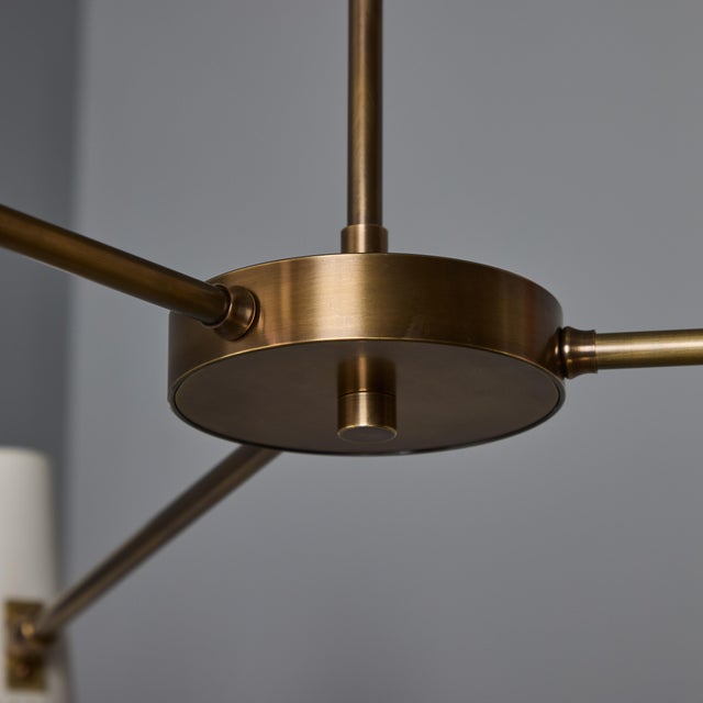 Large Three-Cone White and Brass Chandelier in the Style of Giuseppe Ostuni For Sale - Image 9 of 12